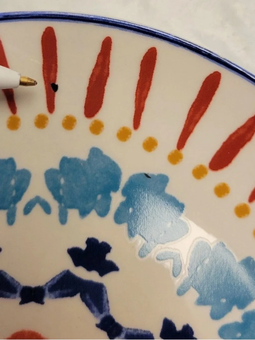 Hobby Lobby 4pk Medallion Dinner & Salad Plates Azteca Blue Red Spanish Tile